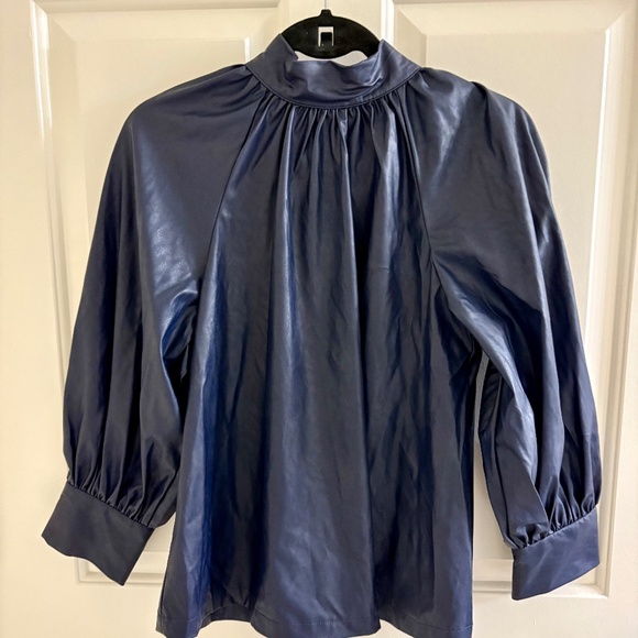 Rachel Comey Navy Tie-Neck Button Front Blouse – Size Small - Picture 4 of 4
